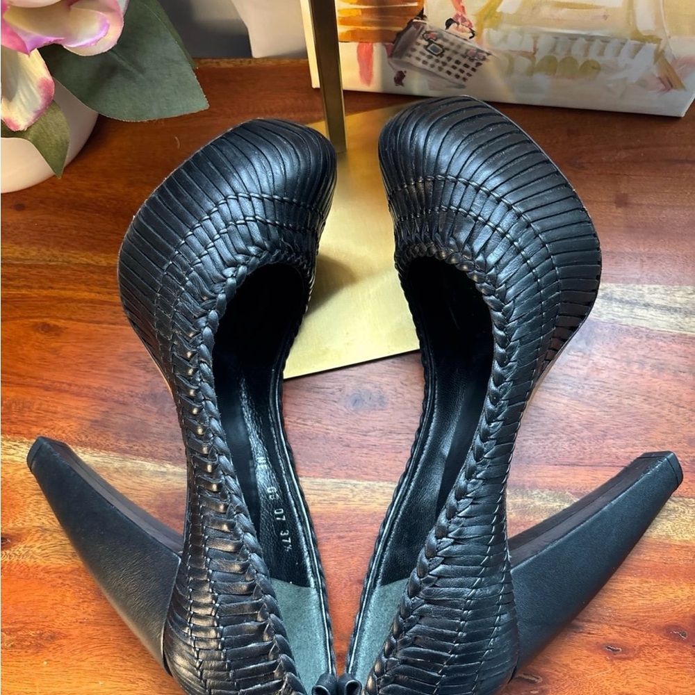 Dior Black Braided Leather Heels - Picture 8 of 12